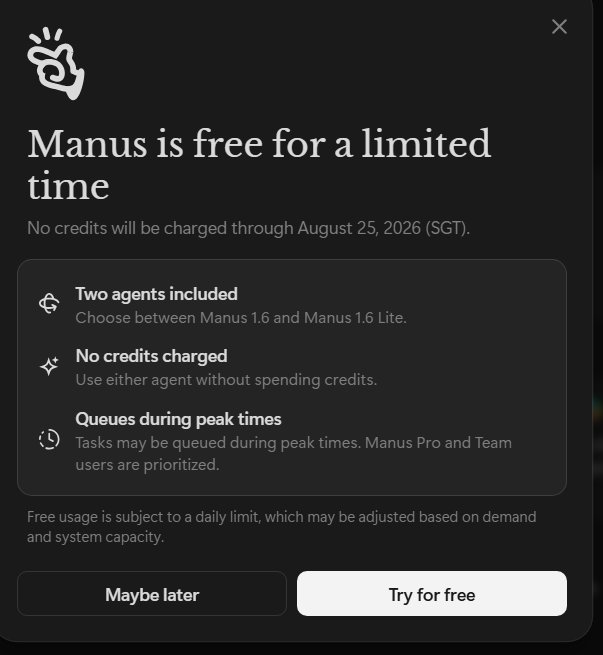 Manus AI 1.6 & 1.6 Max Free Access: Claim by August 25
