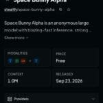 Space Bunny Alpha Free Stealth Model on OpenRouter